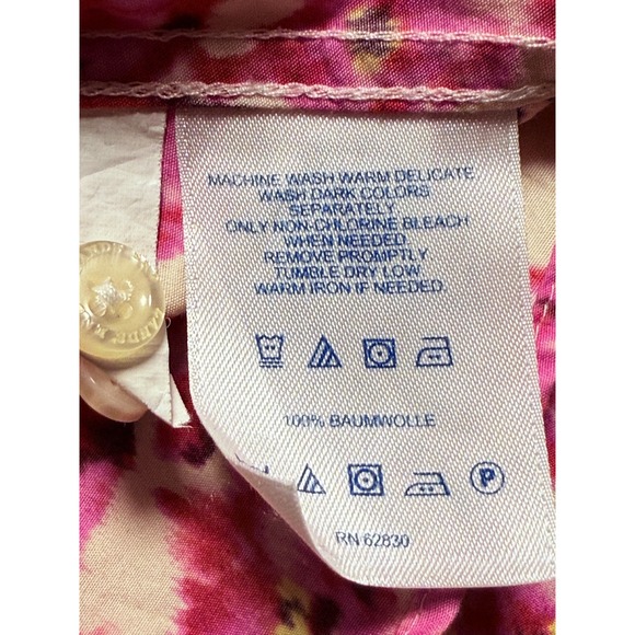 Land's End Career Blouse SZ 12 No Iron Supima Career Chic Floral Fairy - Picture 5 of 7